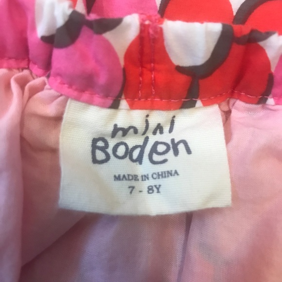 Mini Boden Skirt, Hot Pink, Red, White Retro Floral Pattern, Girls Size 7 to 8Y - Picture 5 of 9